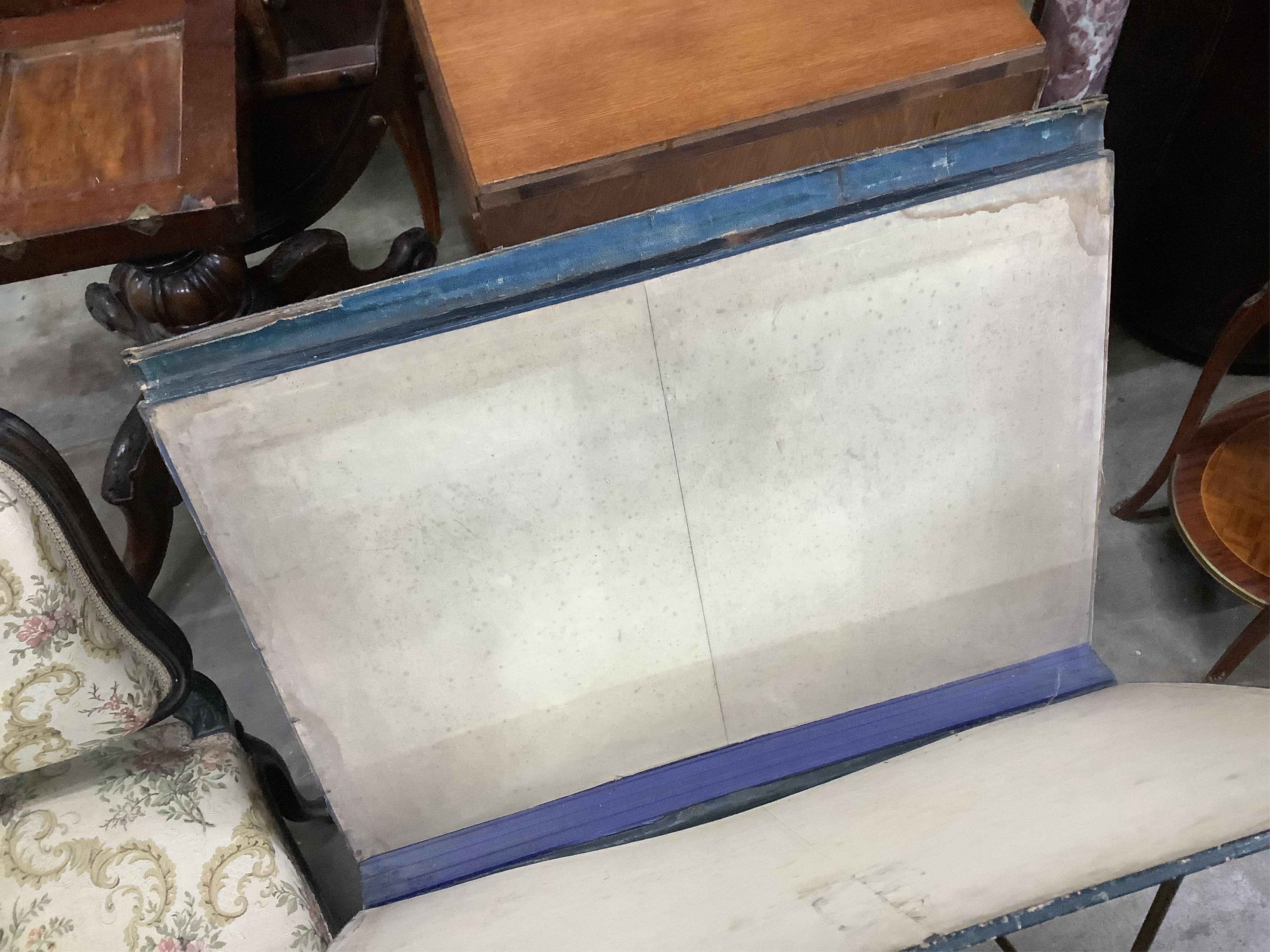 A Victorian brass mounted green morocco folio stand, width 82cm, height 90cm